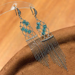 Italian Lace Crystal Tassel Earrings - Chandelier Drop Earrings - floysun