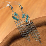 Italian Lace Crystal Tassel Earrings - Chandelier Drop Earrings - floysun