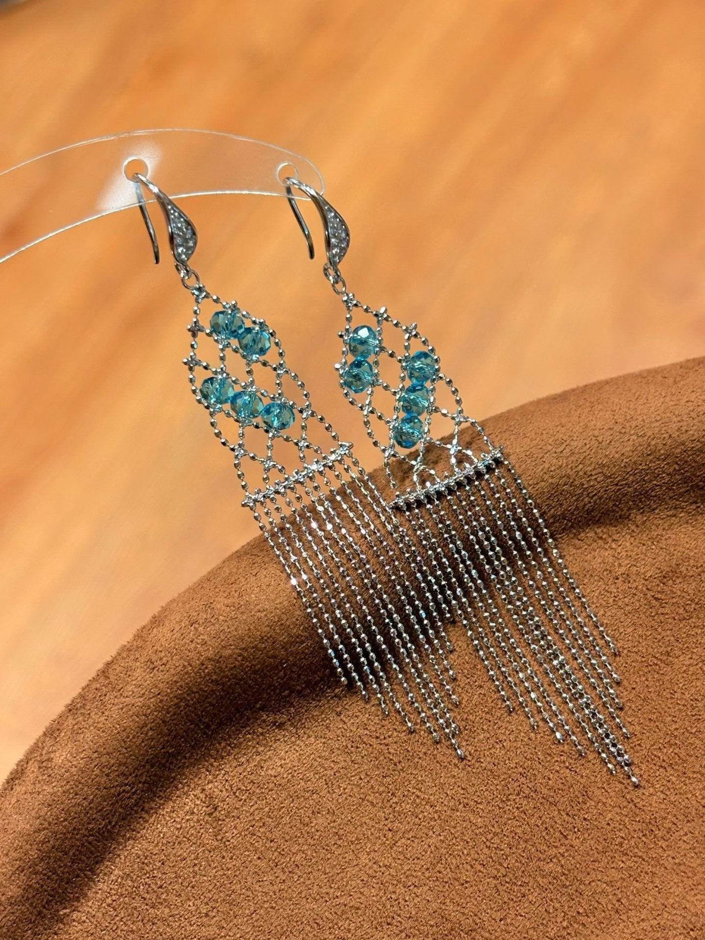 Italian Lace Crystal Tassel Earrings - Chandelier Drop Earrings - floysun