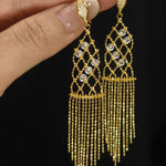 Italian Lace Crystal Tassel Earrings - Chandelier Drop Earrings - floysun