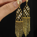 Italian Lace Crystal Tassel Earrings - Chandelier Drop Earrings - floysun