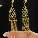 Italian Lace Crystal Tassel Earrings - Chandelier Drop Earrings - floysun