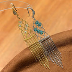 Italian Lace Crystal Tassel Earrings - Chandelier Drop Earrings - floysun
