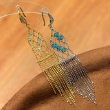 Italian Lace Crystal Tassel Earrings - Chandelier Drop Earrings - floysun