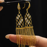 Italian Lace Crystal Tassel Earrings - Chandelier Drop Earrings - floysun
