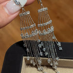 Italian Lace Crystal Tassel Earrings - Handcrafted S925 Sterling Silver Baroque Chandelier Earrings - floysun