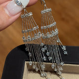 Italian Lace Crystal Tassel Earrings - Handcrafted S925 Sterling Silver Baroque Chandelier Earrings - floysun