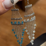 Italian Lace Crystal Tassel Earrings - Handcrafted S925 Sterling Silver Baroque Chandelier Earrings - floysun