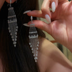 Italian Lace Crystal Tassel Earrings - Handcrafted S925 Sterling Silver Baroque Chandelier Earrings - floysun