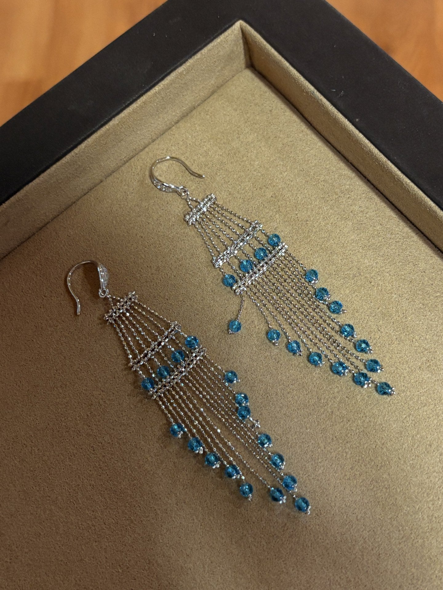 Italian Lace Crystal Tassel Earrings - Handcrafted S925 Sterling Silver Baroque Chandelier Earrings - floysun