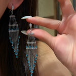 Italian Lace Crystal Tassel Earrings - Handcrafted S925 Sterling Silver Baroque Chandelier Earrings - floysun