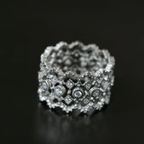 Italian Lace - Inspired 925 Silver Wide Band Ring - Silver - floysun