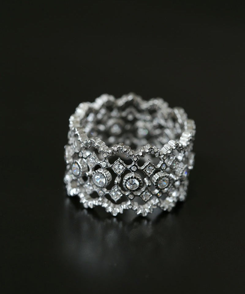 Italian Lace - Inspired 925 Silver Wide Band Ring - Silver - floysun
