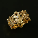 Italian Lace - Inspired Hollow Flower Band Ring - Gold - floysun