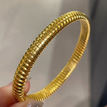 Italian Ribbed Flex Bangle - Gold - floysun