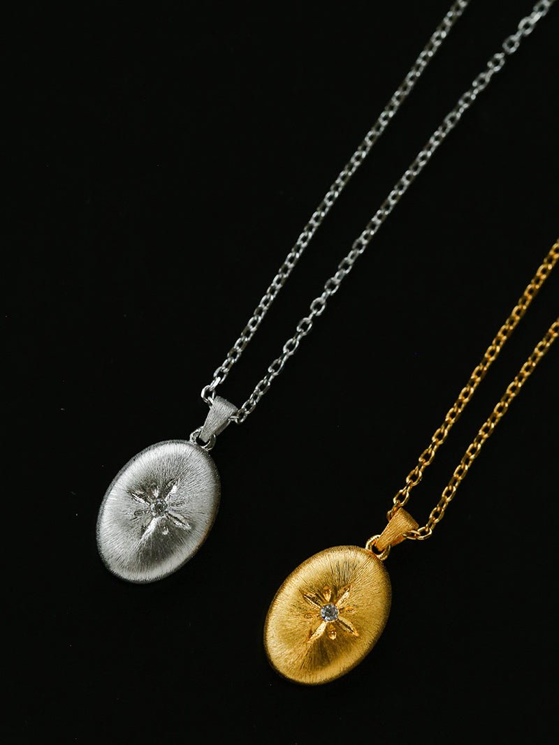 Italian Style Brushed Oval Star Necklace - floysun