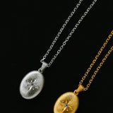 Italian Style Brushed Oval Star Necklace - floysun