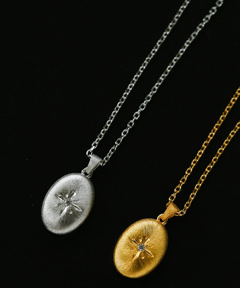 Italian Style Brushed Oval Star Necklace - floysun