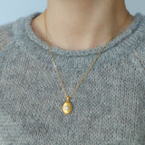 Italian Style Brushed Oval Star Necklace - floysun