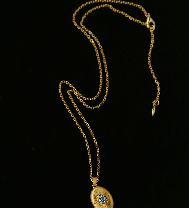 Italian Style Brushed Oval Star Necklace - floysun