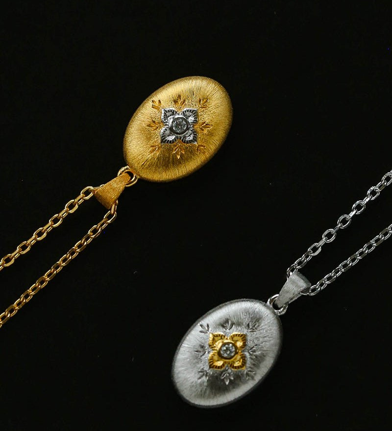 Italian Style Brushed Oval Star Necklace - floysun