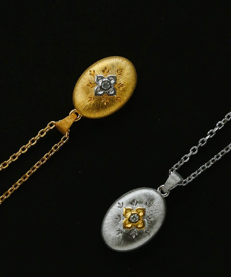Italian Style Brushed Oval Star Necklace - floysun