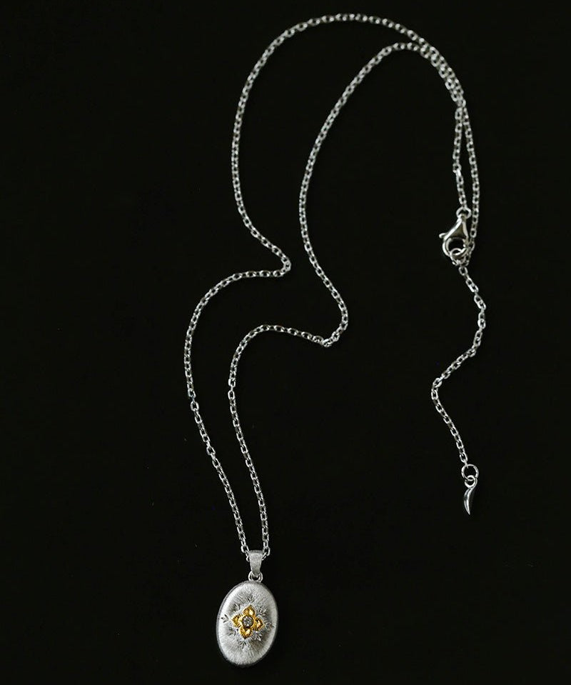 Italian Style Brushed Oval Star Necklace - floysun