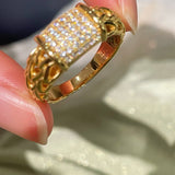 Italian Vintage Braided Ring Full Pavé Twisted Rope Design - floysun