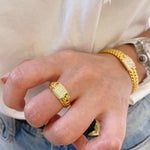 Italian Vintage Braided Ring Full Pavé Twisted Rope Design - floysun