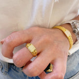 Italian Vintage Braided Ring Full Pavé Twisted Rope Design - floysun