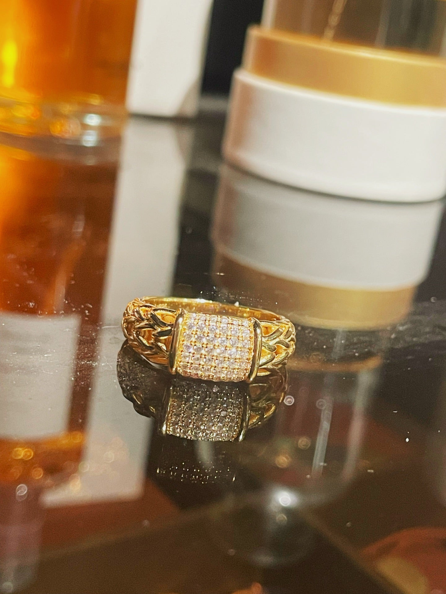 Italian Vintage Braided Ring Full Pavé Twisted Rope Design - floysun