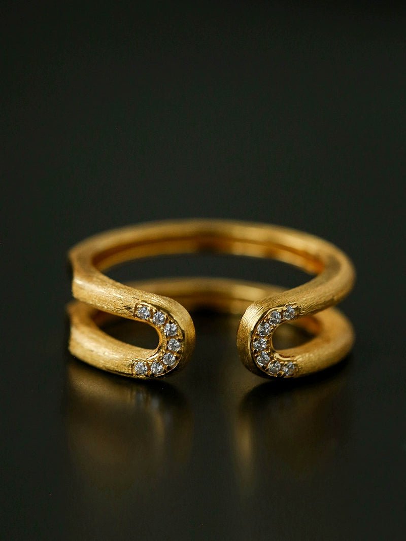 Italian Vintage Brushed Gold Open Ring - floysun