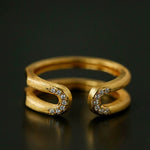 Italian Vintage Brushed Gold Open Ring - floysun