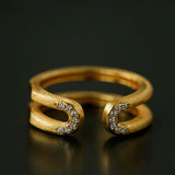 Italian Vintage Brushed Gold Open Ring - floysun