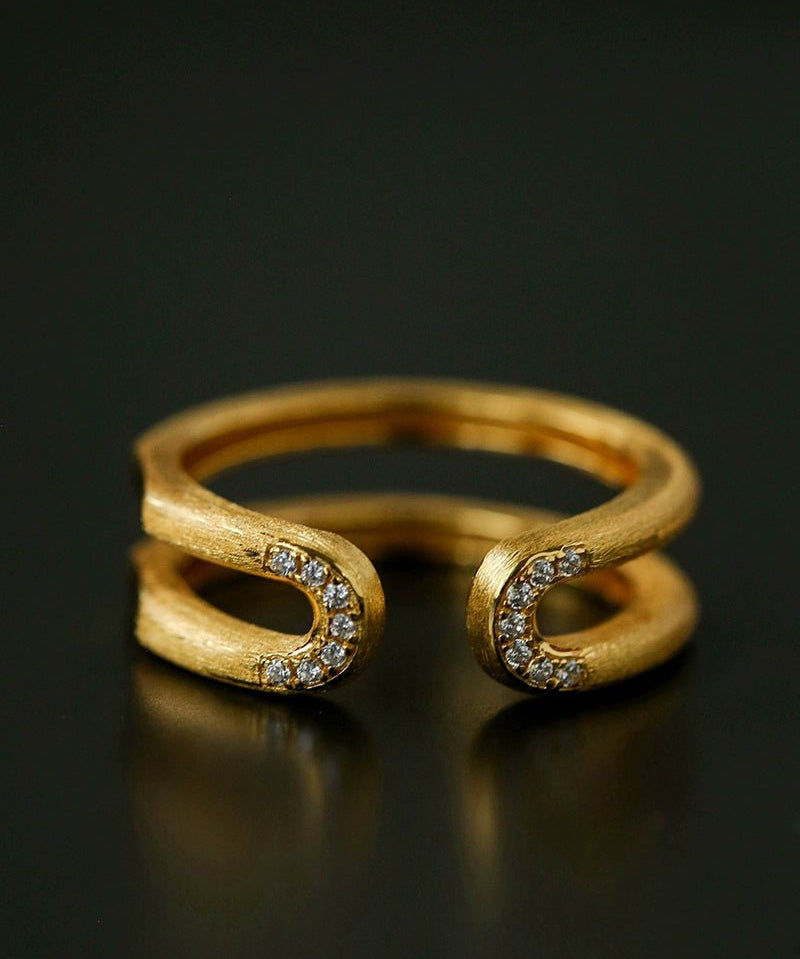 Italian Vintage Brushed Gold Open Ring - floysun