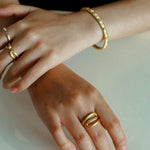 Italian Vintage Brushed Gold Open Ring - floysun