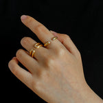 Italian Vintage Brushed Gold Open Ring - floysun