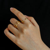 Italian Vintage Brushed Gold Open Ring - floysun