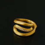 Italian Vintage Brushed Gold Open Ring - floysun