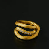 Italian Vintage Brushed Gold Open Ring - floysun