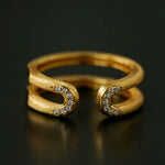 Italian Vintage Brushed Gold Open Ring - floysun