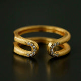 Italian Vintage Brushed Gold Open Ring - floysun