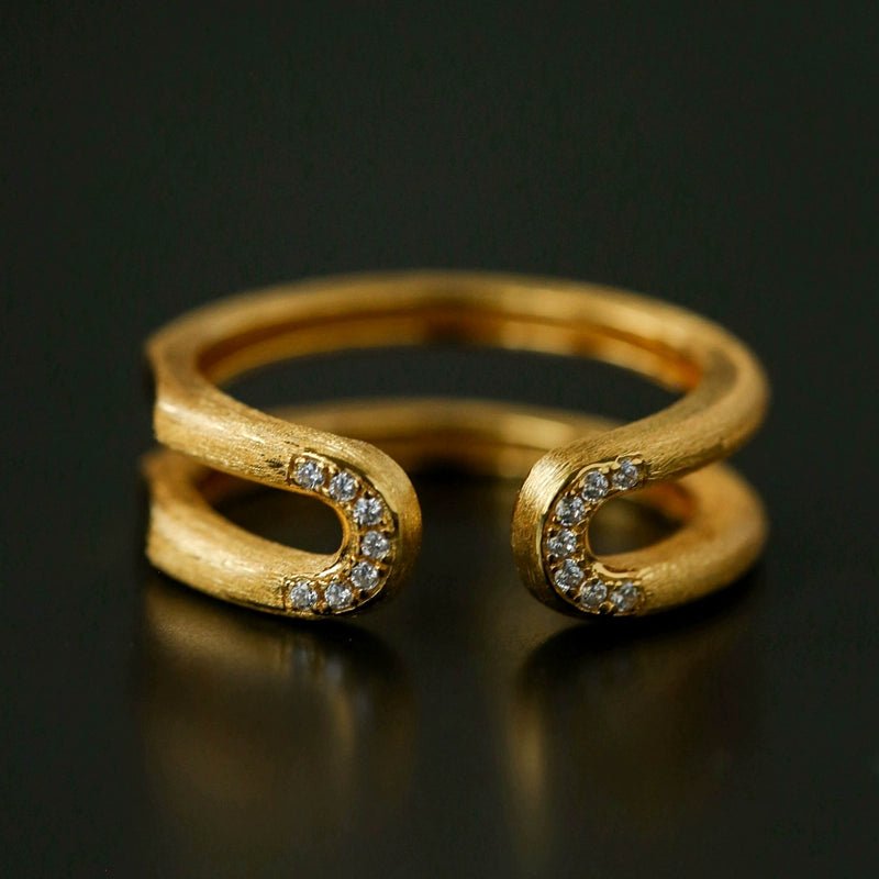 Italian Vintage Brushed Gold Open Ring - floysun