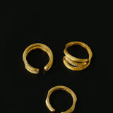 Italian Vintage Brushed Gold Open Ring - floysun