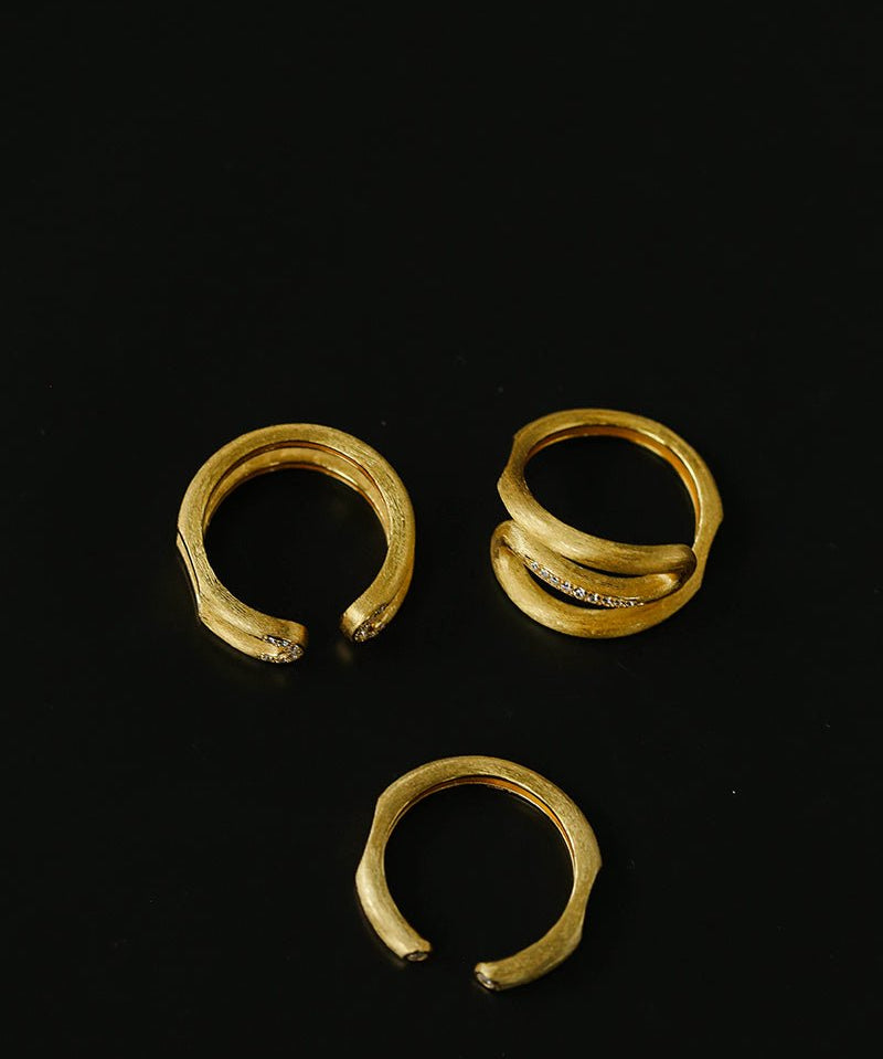 Italian Vintage Brushed Gold Open Ring - floysun