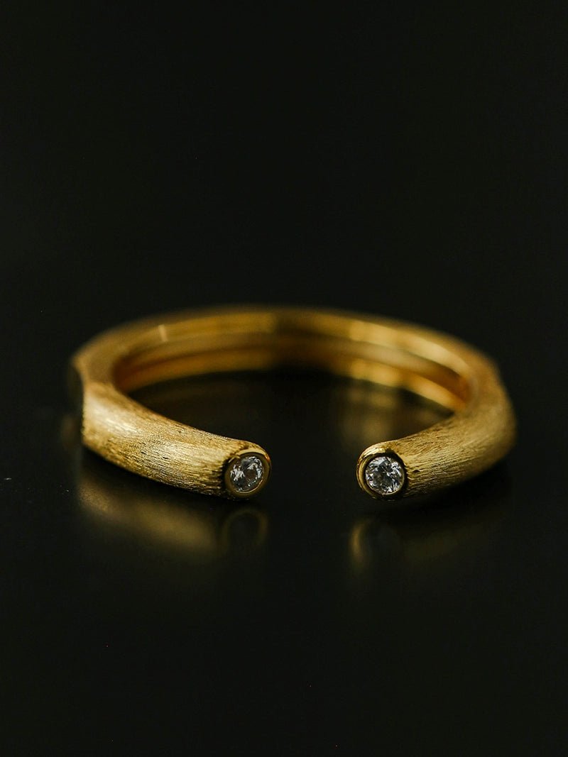 Italian Vintage Brushed Gold Open Ring - floysun