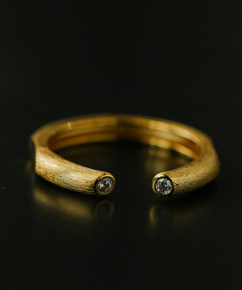 Italian Vintage Brushed Gold Open Ring - floysun