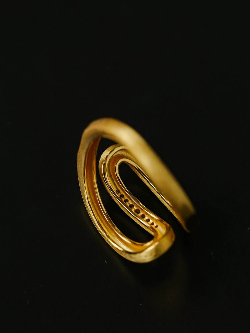 Italian Vintage Brushed Gold Open Ring - floysun