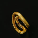 Italian Vintage Brushed Gold Open Ring - floysun