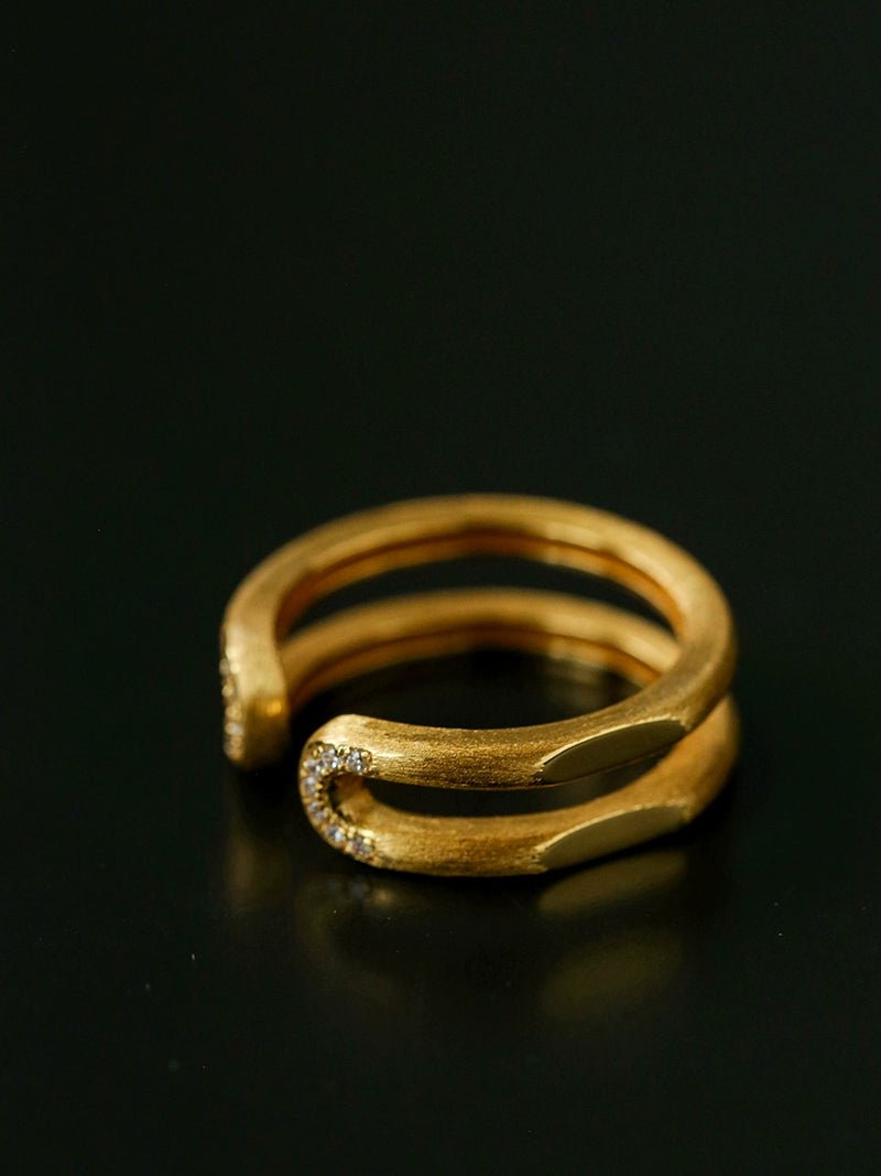 Italian Vintage Brushed Gold Open Ring - floysun